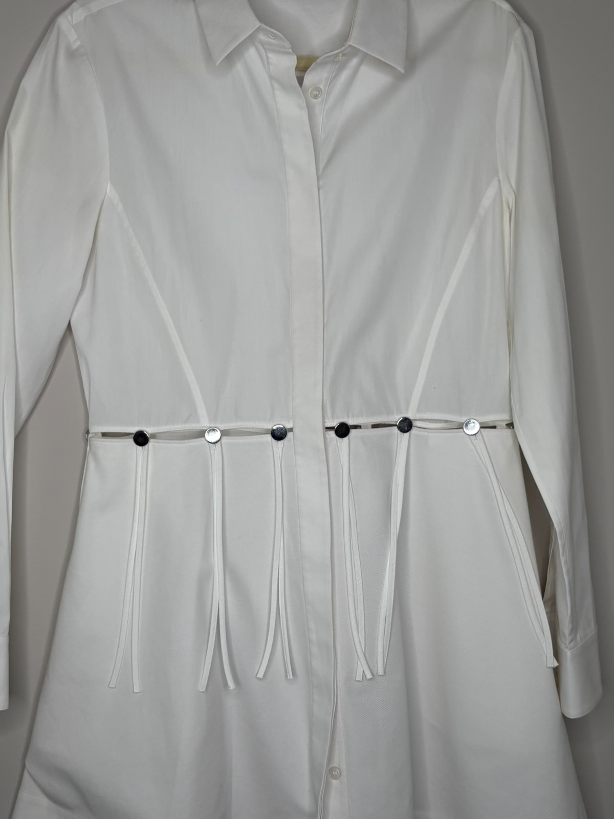 Alexander Wang Cotton Poplin Shirtdress White Size 10 Buttoned Cutout