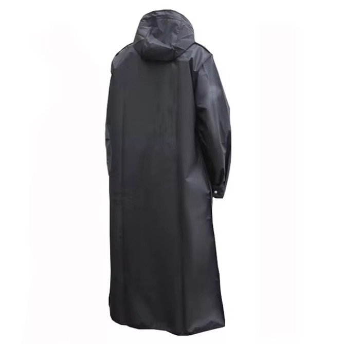 Men/Women Black Waterproof Raincoat Rain Coat Trench Poncho Rainwear Jacket