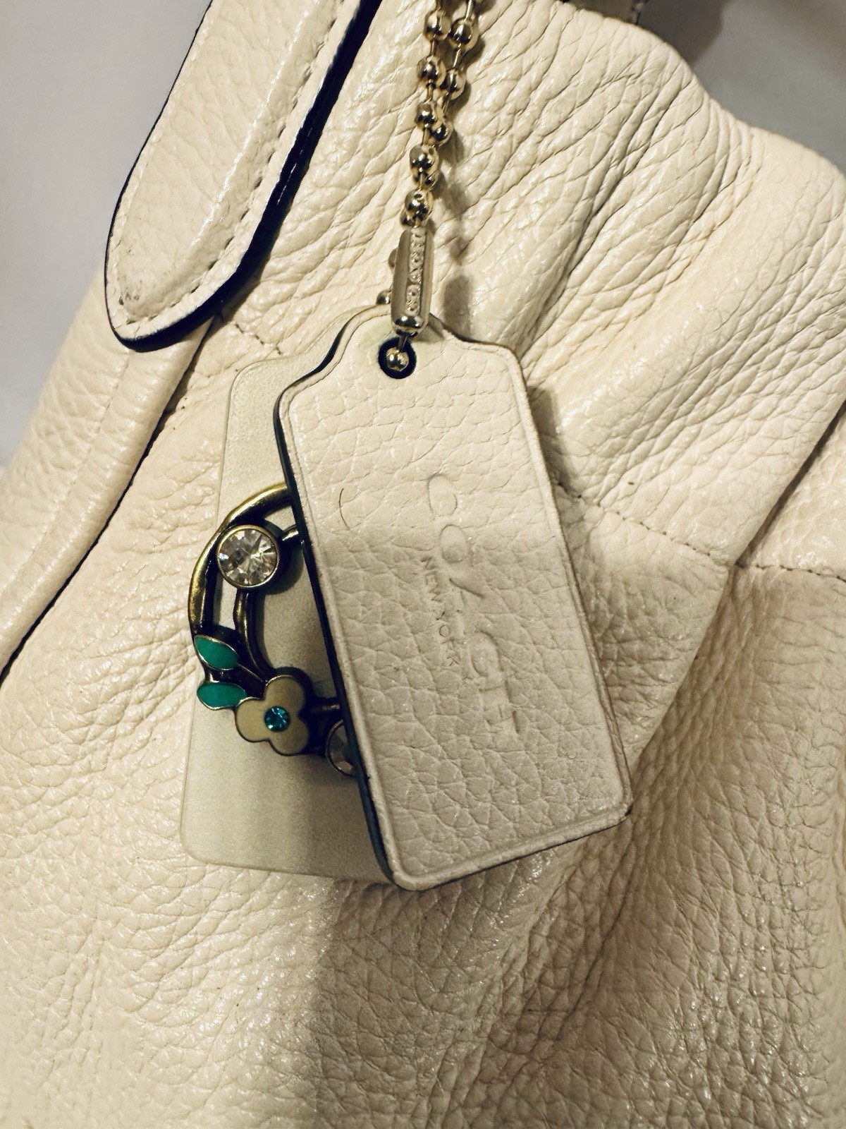 Coach Maya Leather Bag Chalk-Gold hardware w/Coach Scarf C1454