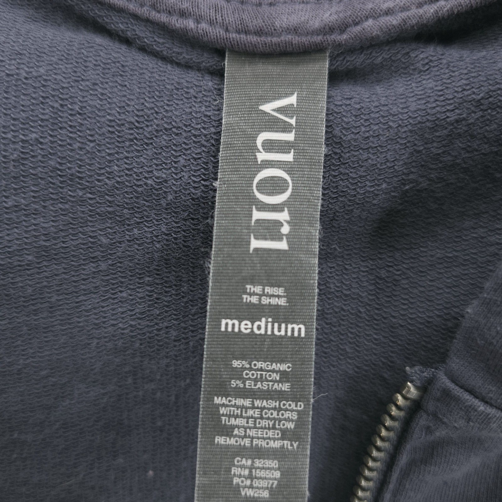 VUORI Laguna Hoodie Full Zip Gray Women’s Organic Cotton Stretch MEDIUM