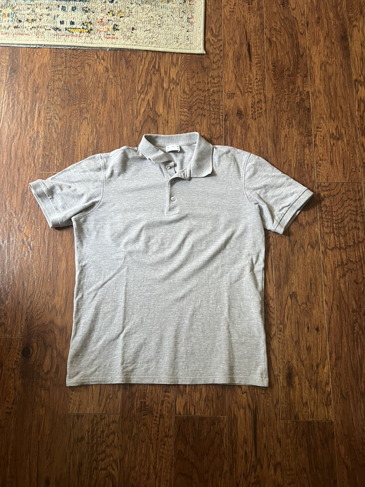 Asket The Pique Polo Shirt Grey Men’s Size Small Organic Cotton