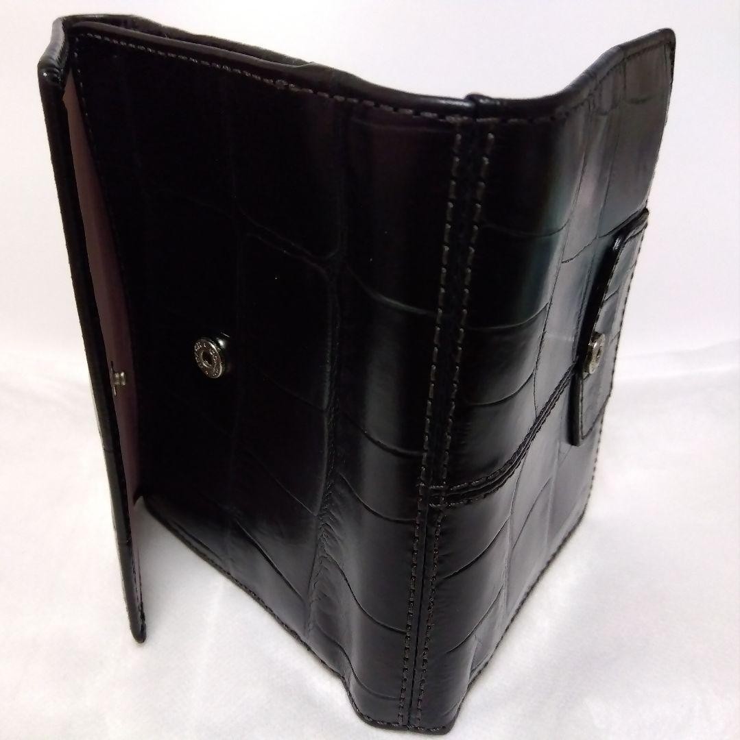 COACH Bifold Wallet Crocodile Embossed Black