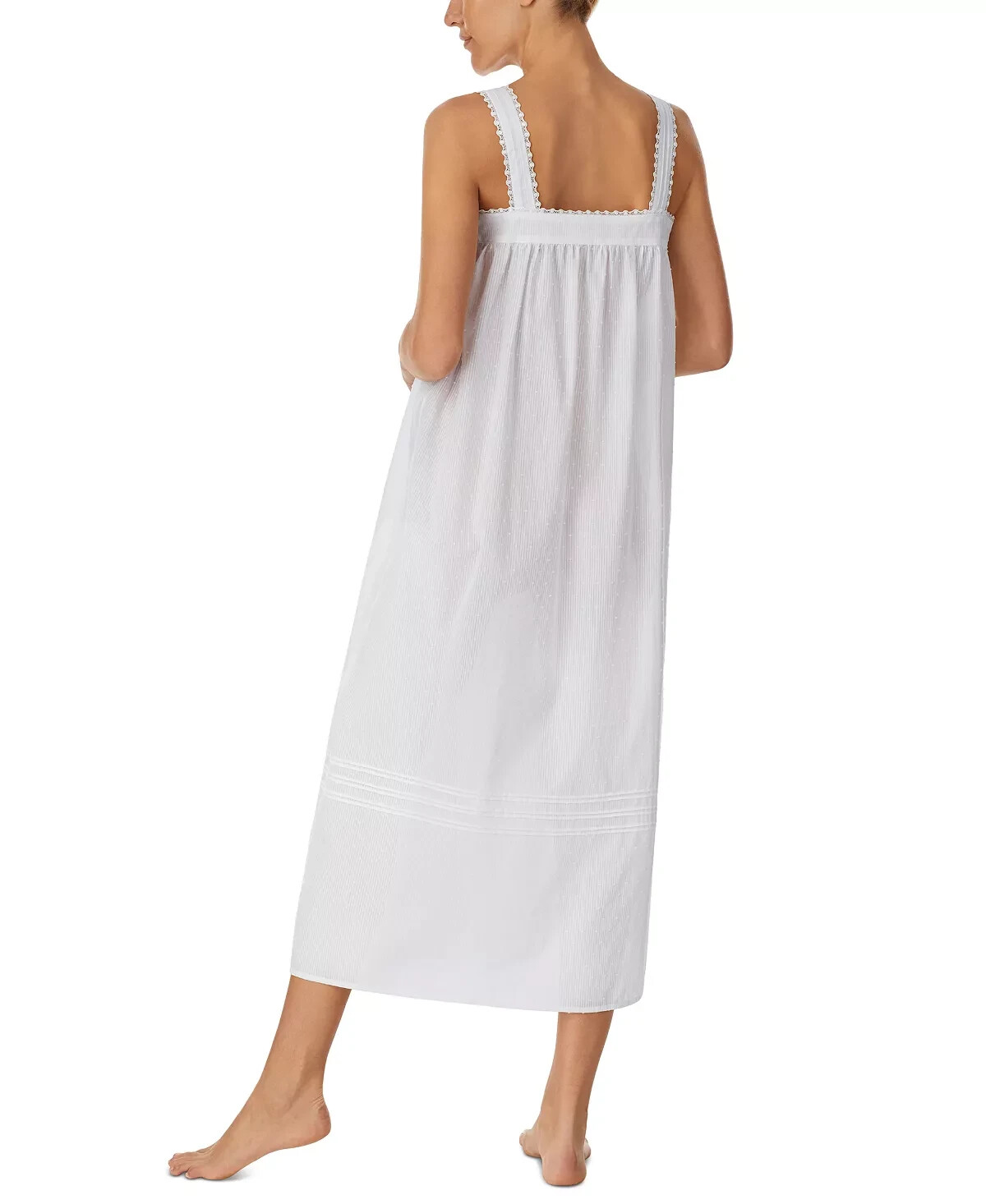 EILEEN WEST E5625044 ~ WHITE ~ SLEEVELESS CLIP DOT BALLET NIGHTGOWN ~ MEDIUM