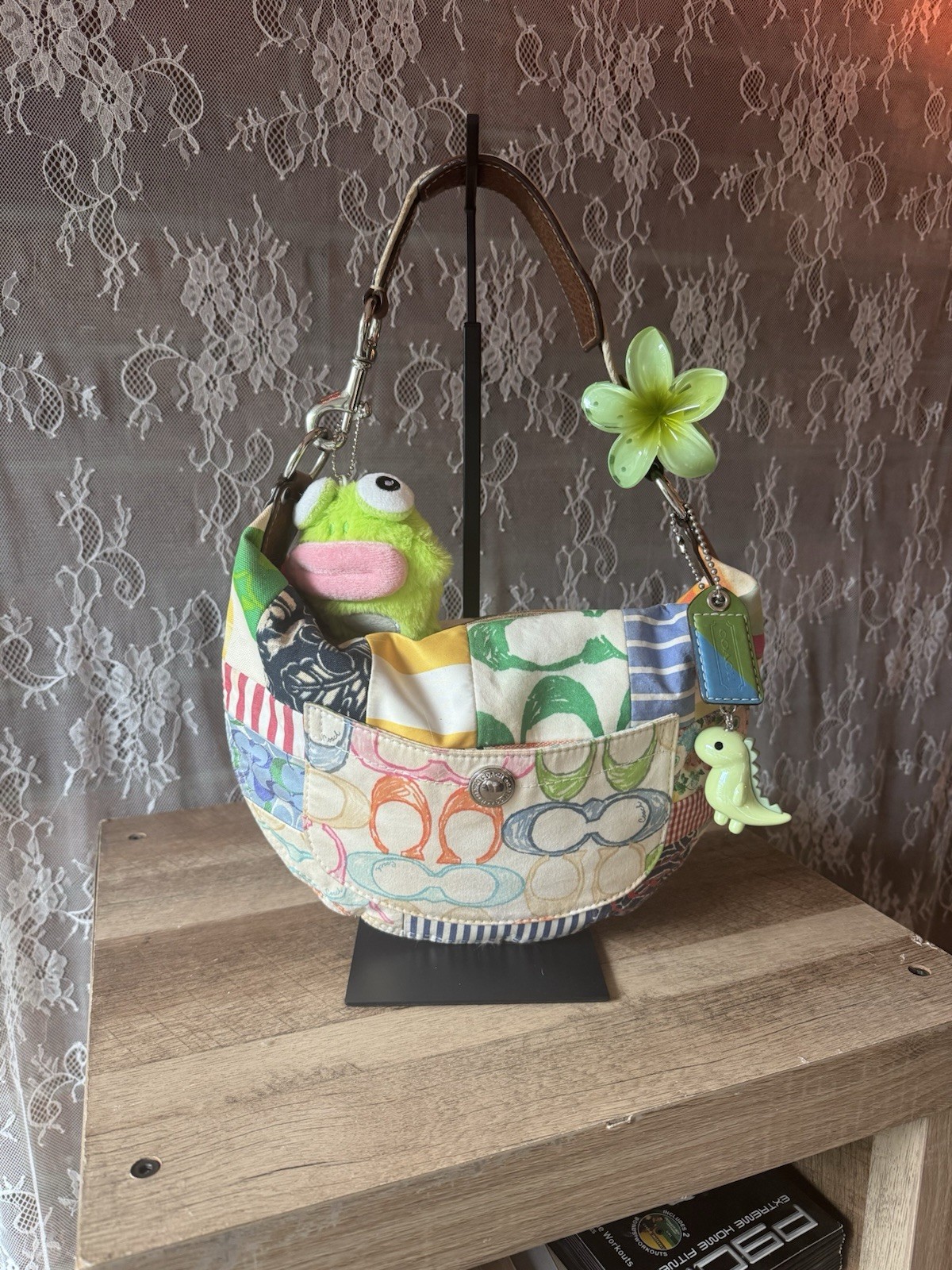 Vintage Y2K Coach Daisy Patchwork Multicolor Small Crescent Hobo Ergo Bag