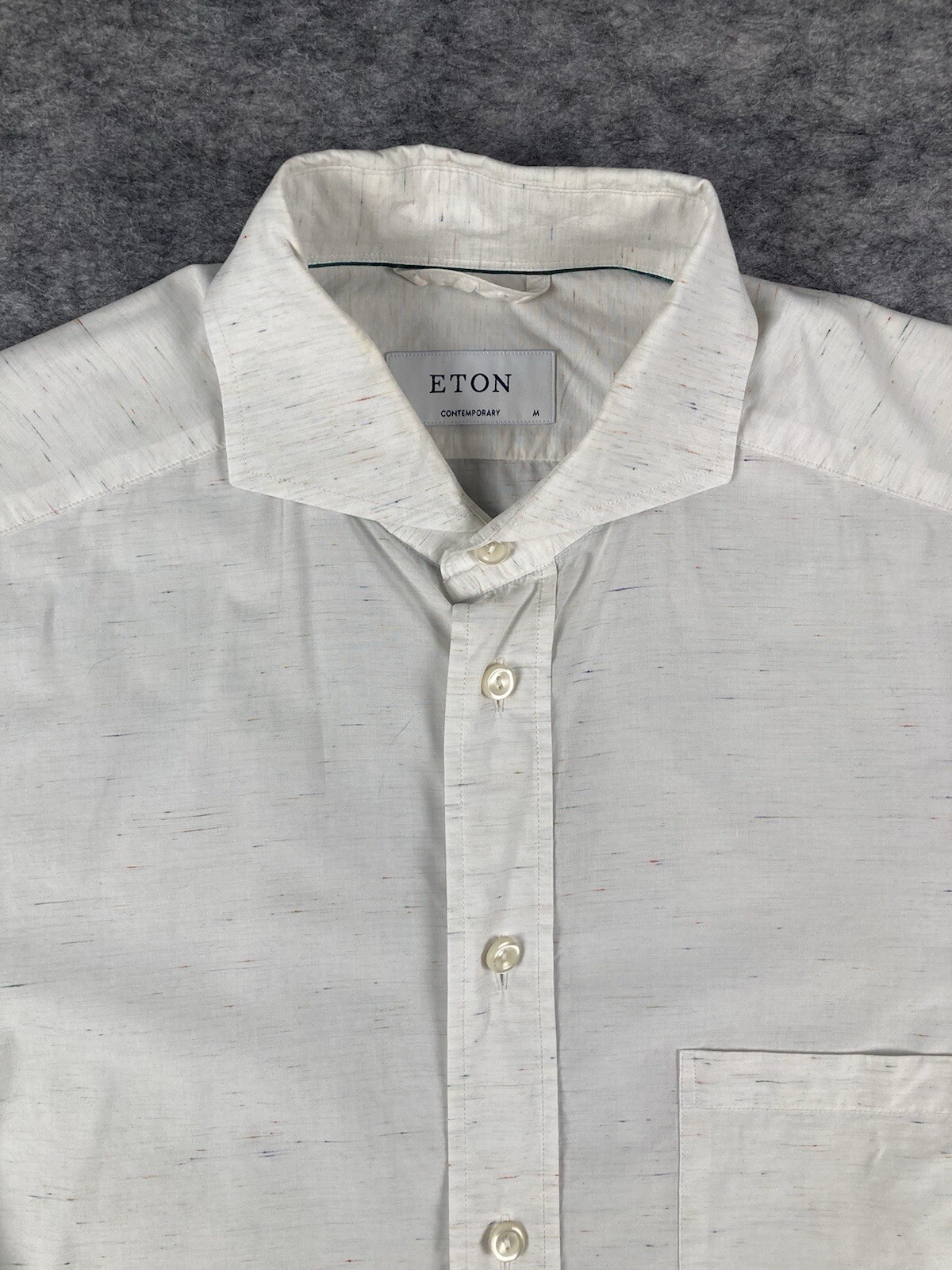Eton Mens Shirt M Contemporary Fit Color Flash White Cutaway Collar Long Sleeve