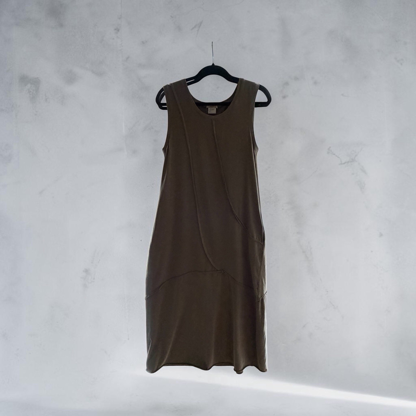 Crea Concept Asymmetric Seam Tank Midi Dress Earth Brown EU 40 US 8 M Lagenlook