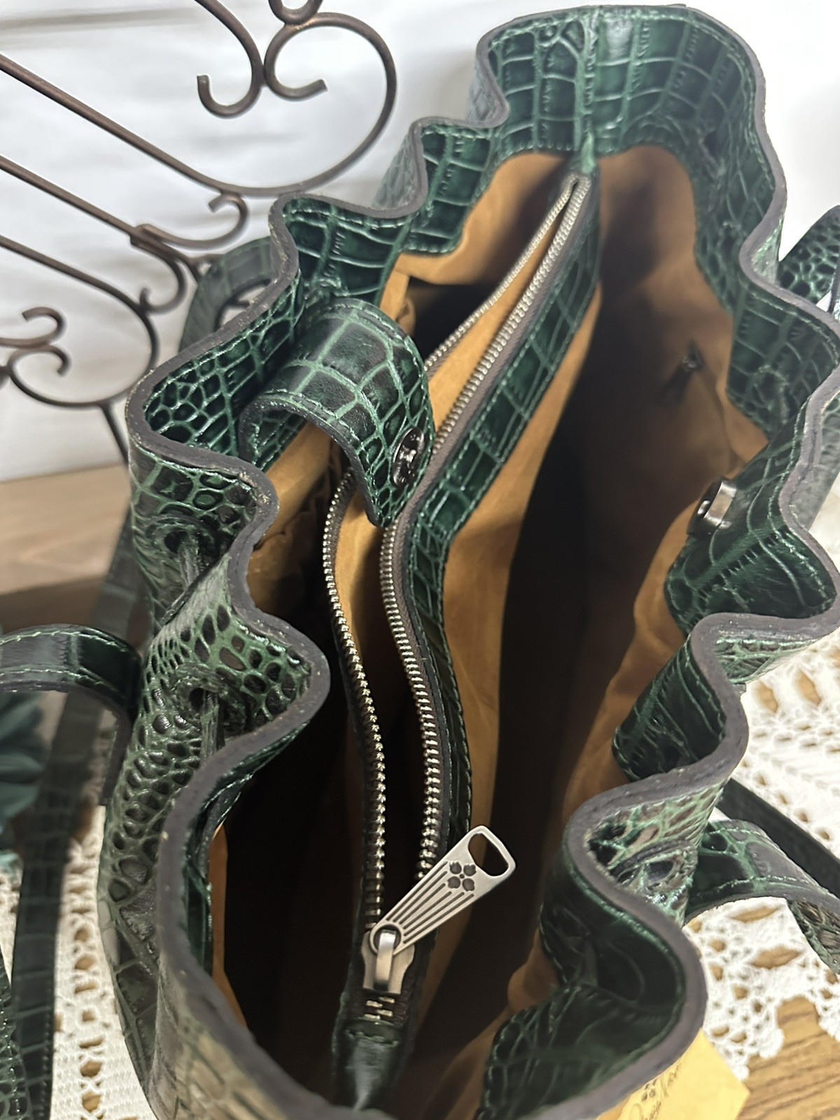 PATRICIA NASH Witney Tote Handbag Purse Green Croc