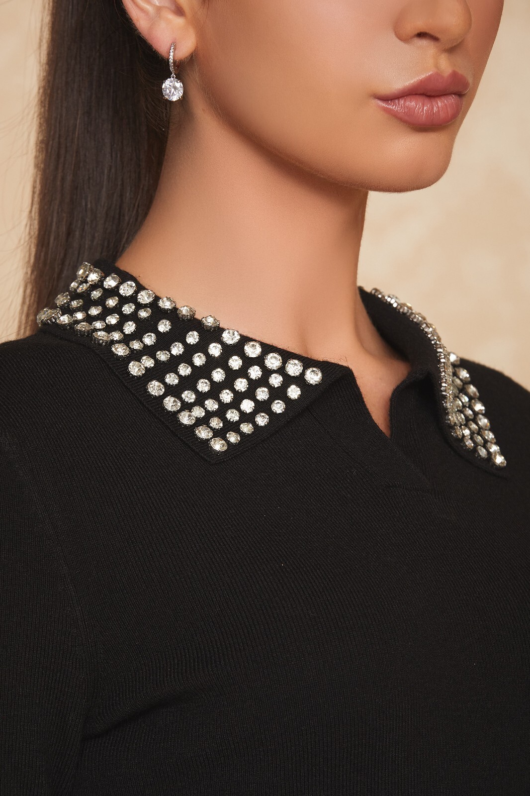 Crystal Polo Sweater Black/No size tag/size S/THE NOLI SHOP/NOLI YOGA
