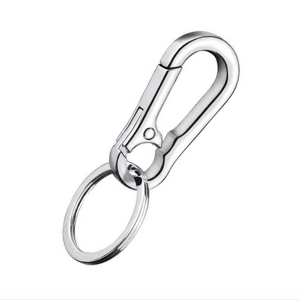 12PCS Keychain Key Ring Carabiner Clip Keyring Chain Fob Holder Silver Metal USA