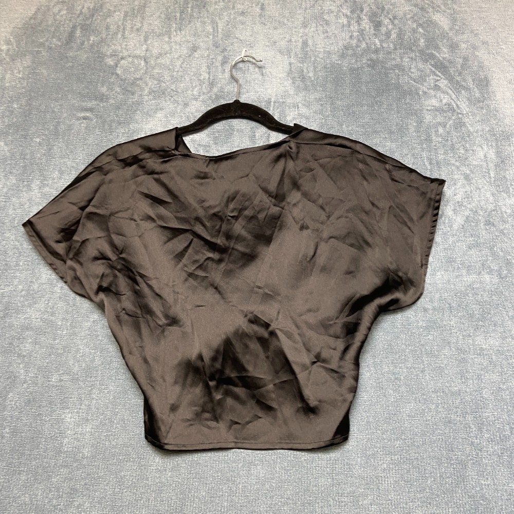 House Of Harlow 1960 Crop Top Women Small Black Knot Front Short Sleeve Side Zip
