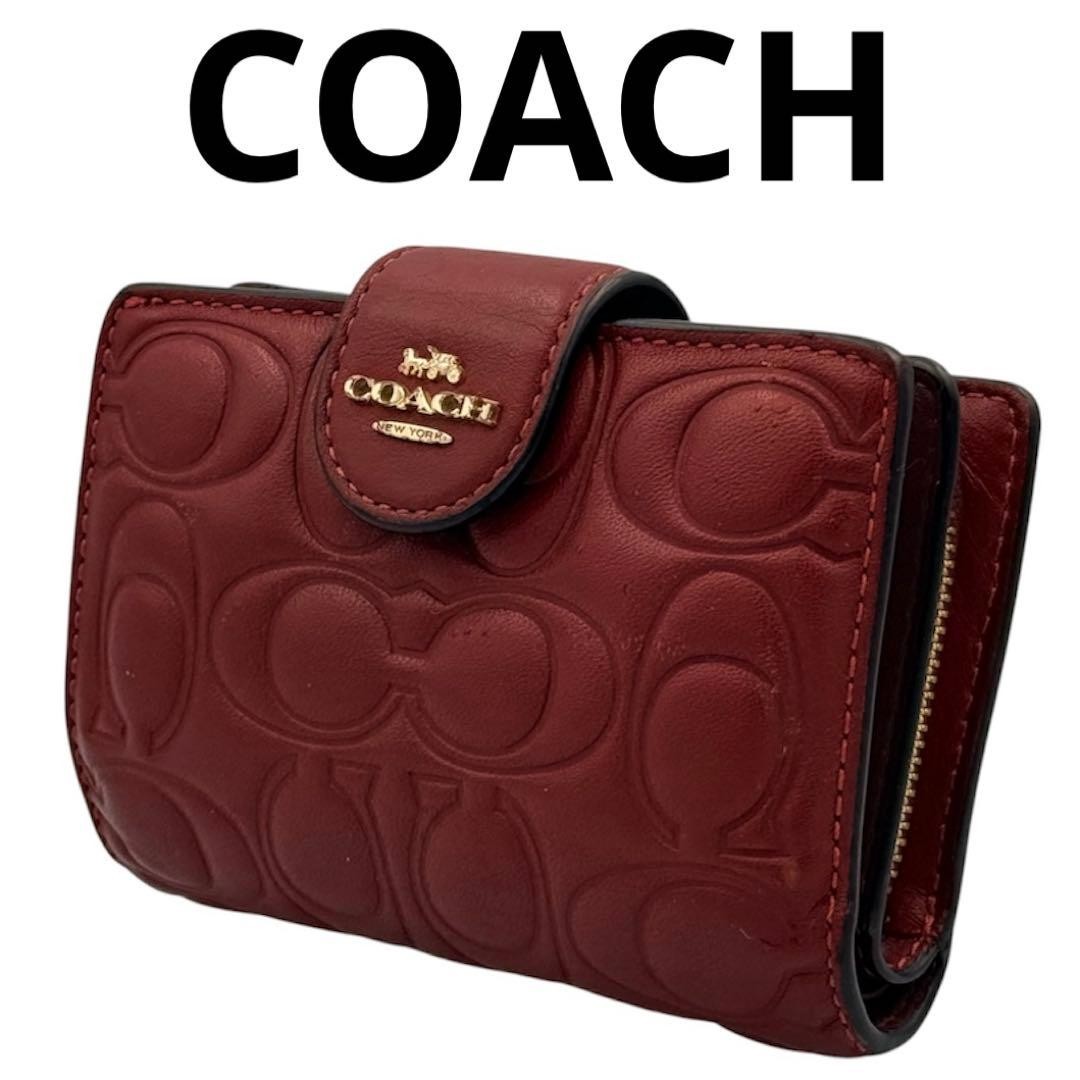 COACH Two-Fold Wallet Zip Wallet CM241 Cherry