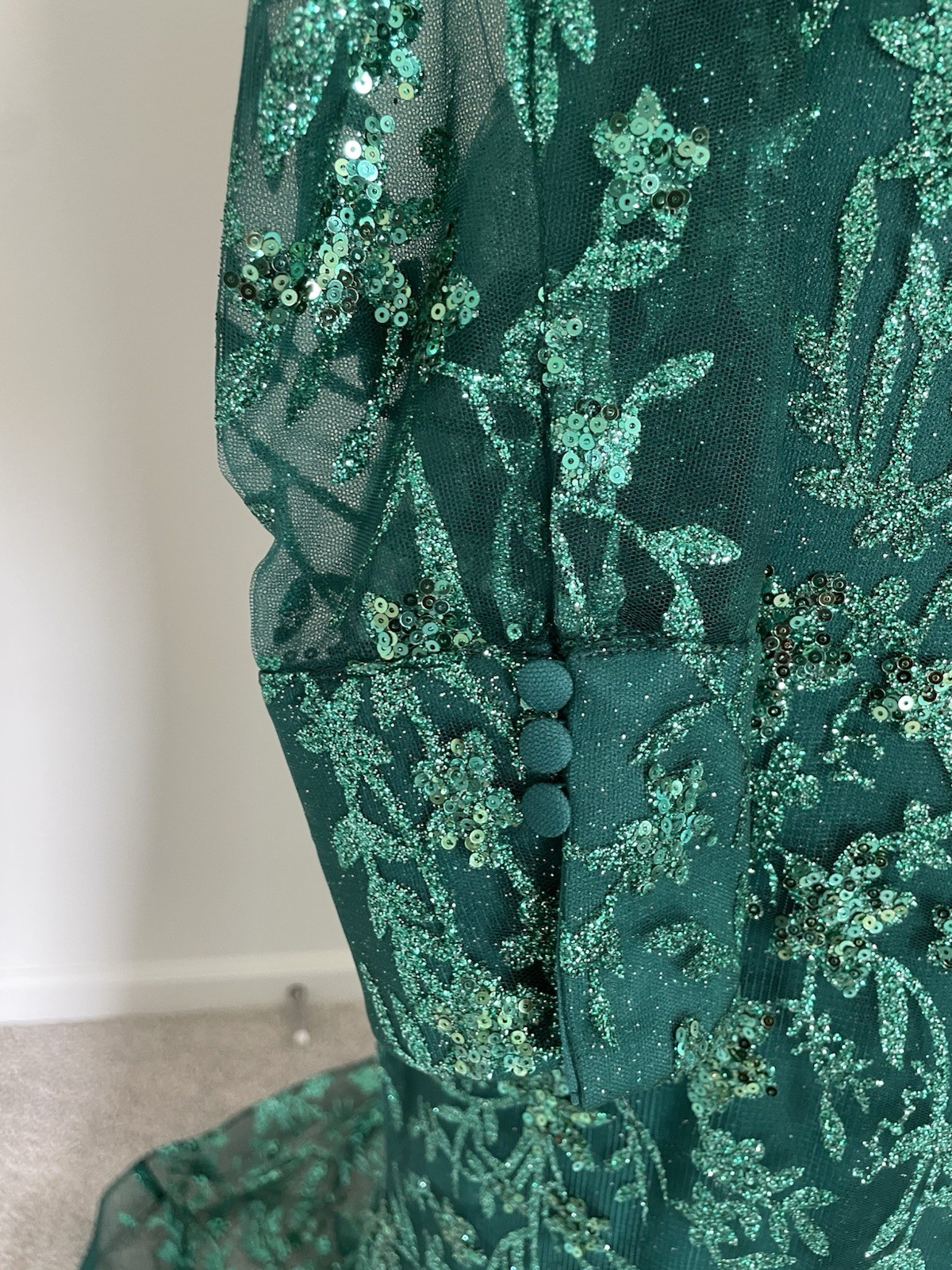 Ladivine by Cinderella Divine CD989 Emerald Sequin Mermaid Maxi Dress Size 12