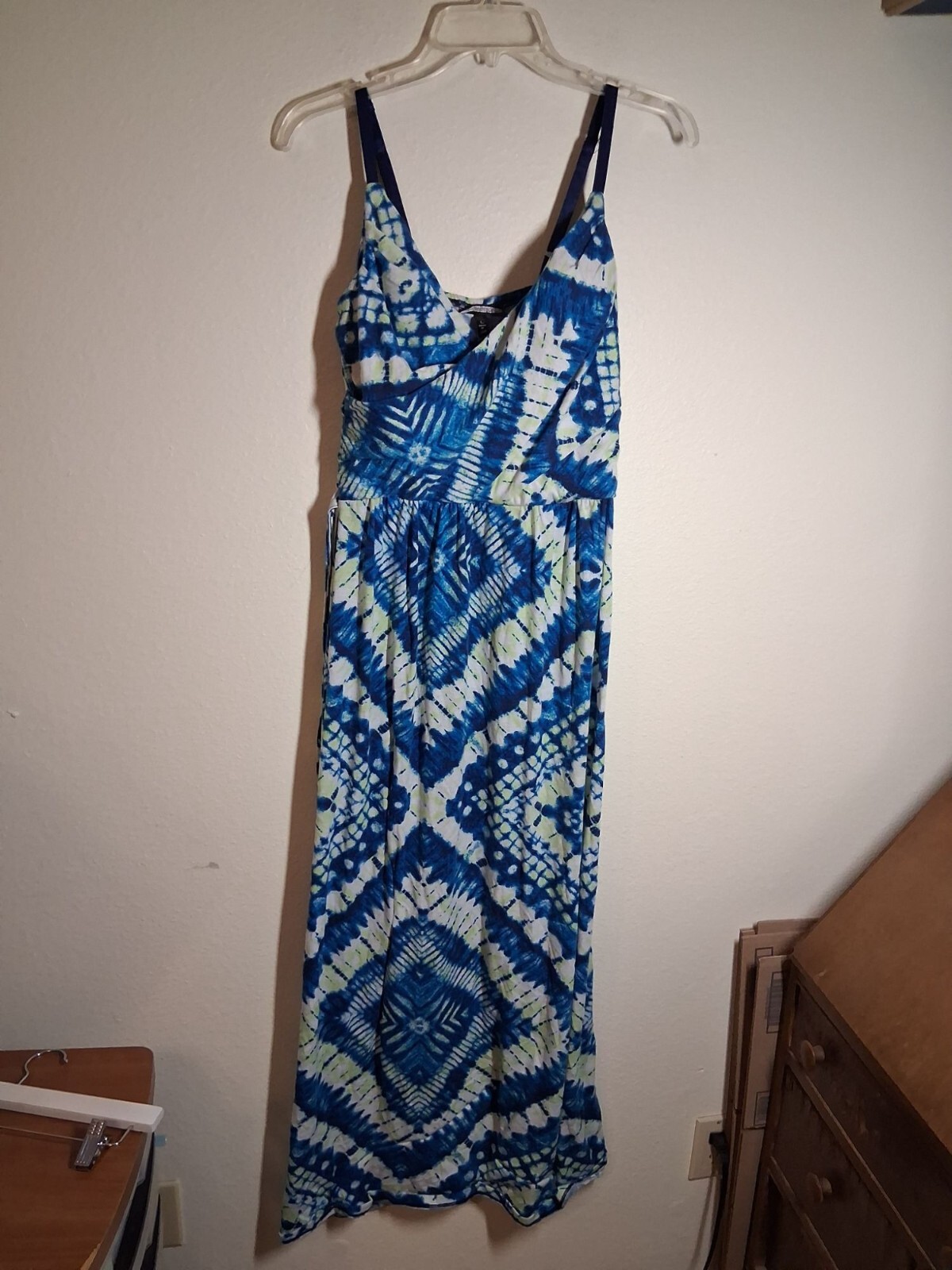 Allison Brittney Maxi Dress Retro Y2K Summer Casual Travel Beach Blue Size Large