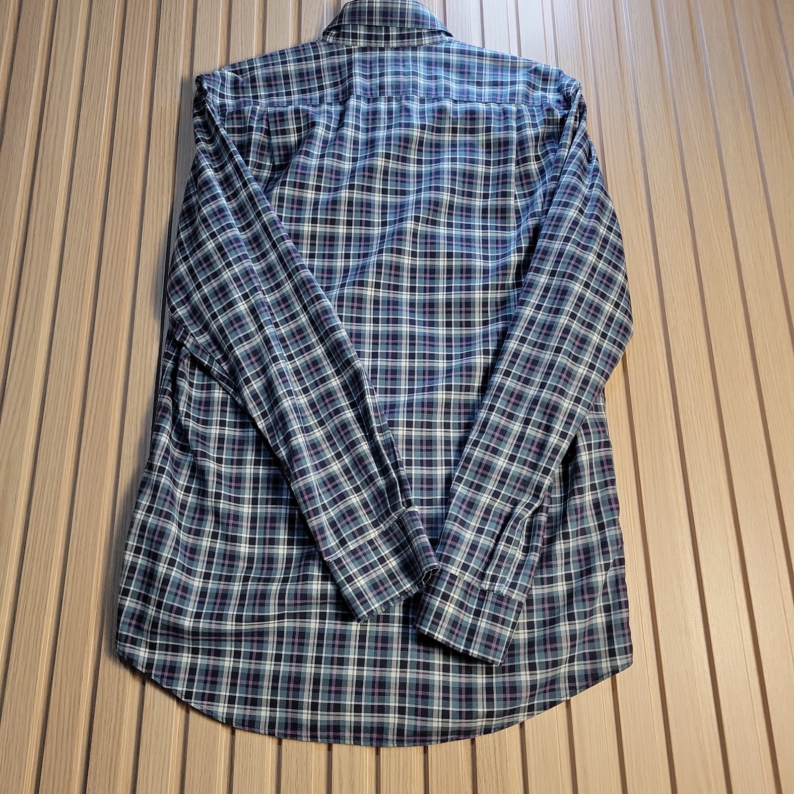 LL Bean Slightly Fitted Shirt Men’s Sz S Reg Blue/Black/White/Purple Plaid