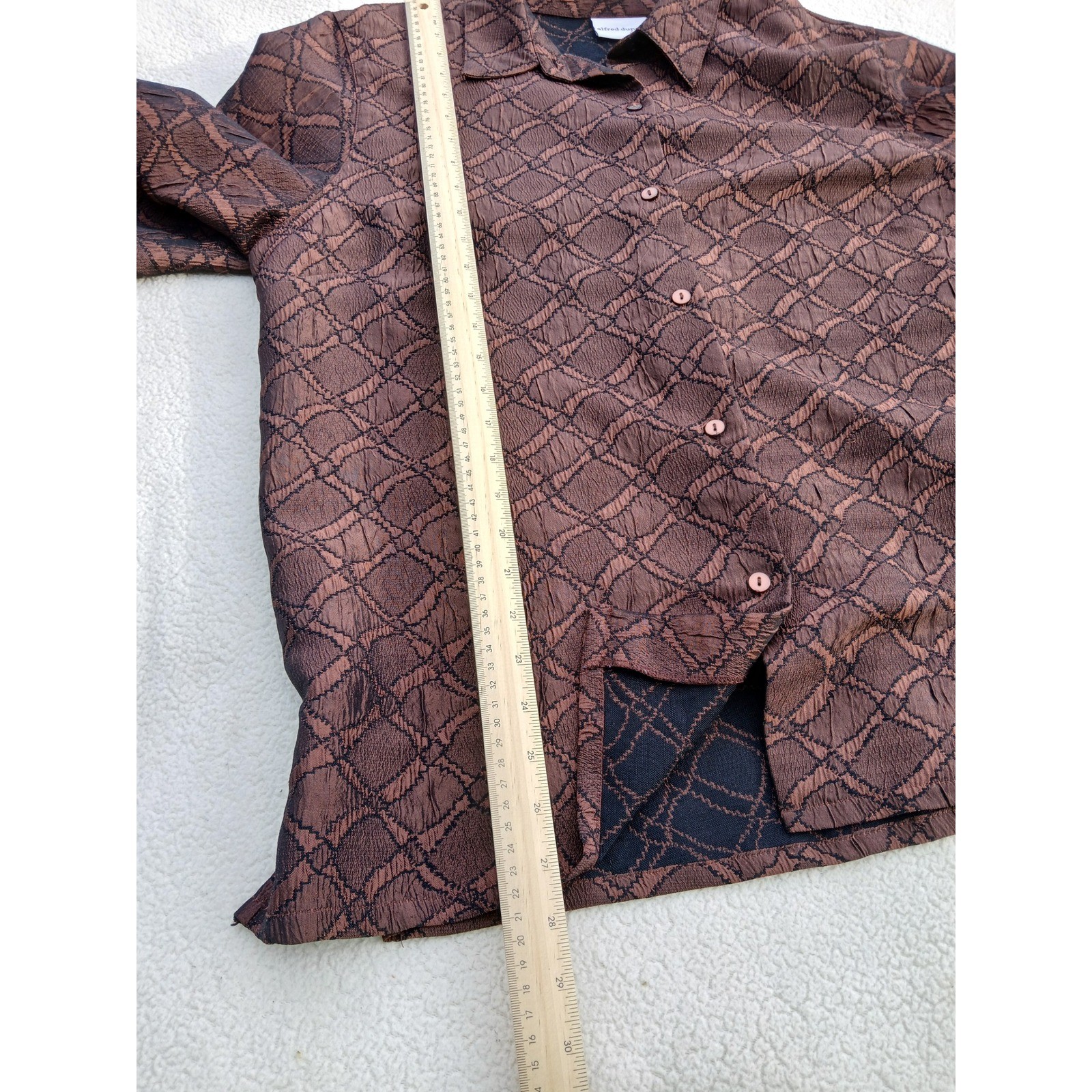 Alfred Dunner Button Down Shirt Women 18 Bronze Good Crinkle Geometric Lattice