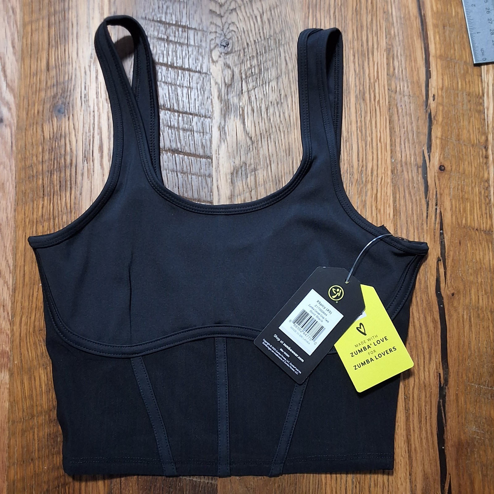 Zumba Wear Corset Crop Tank Z1T000644 Bold Black Womens Size XS New With Tags