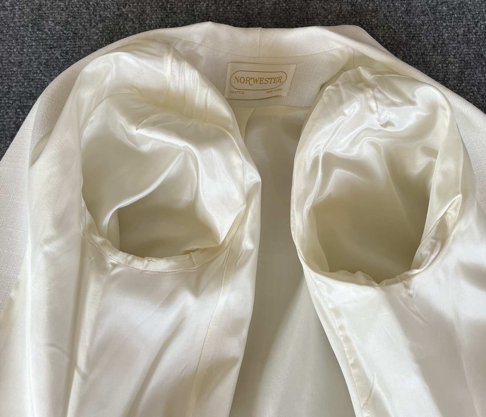 Norwester Womens VTG Blazer Cream White One Button Rayon Blend Lightweight 11/12