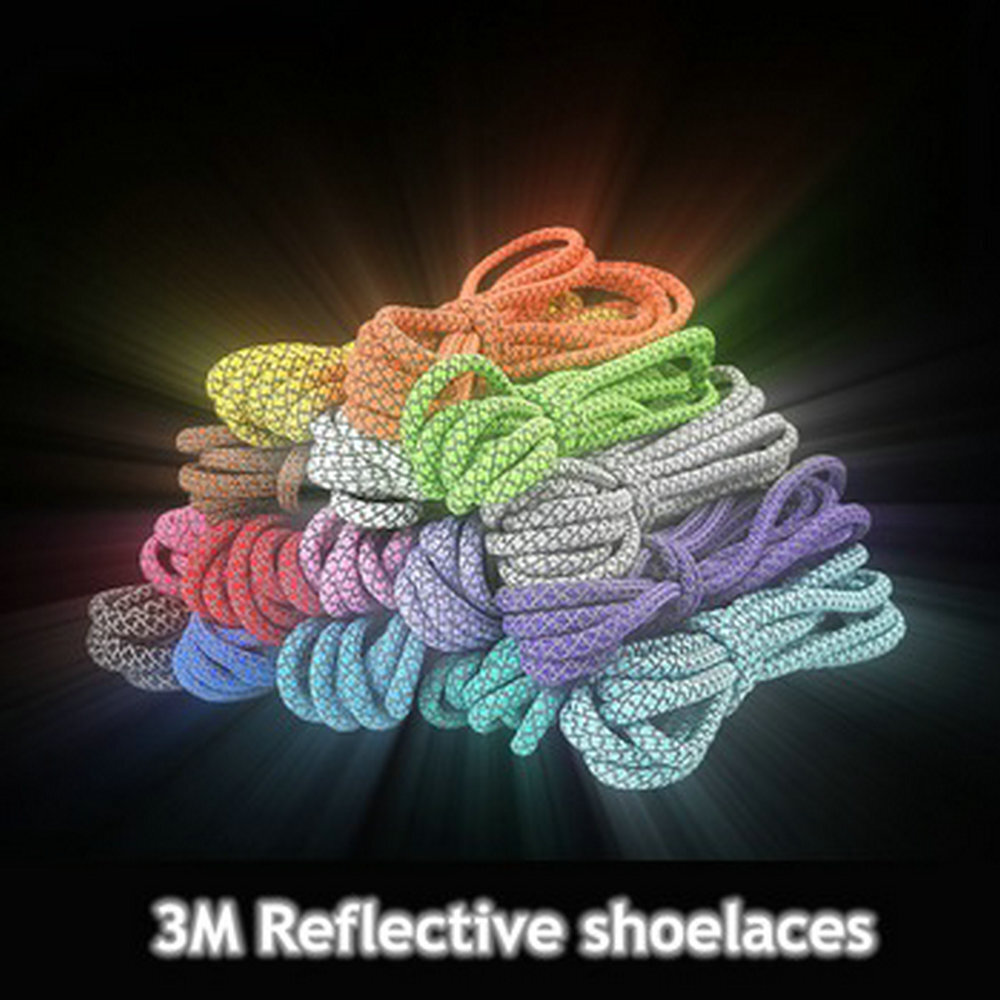 Reflective Round Rope Shoelaces 3M Laces Sneakers Sport Outdoor Climbing Boot