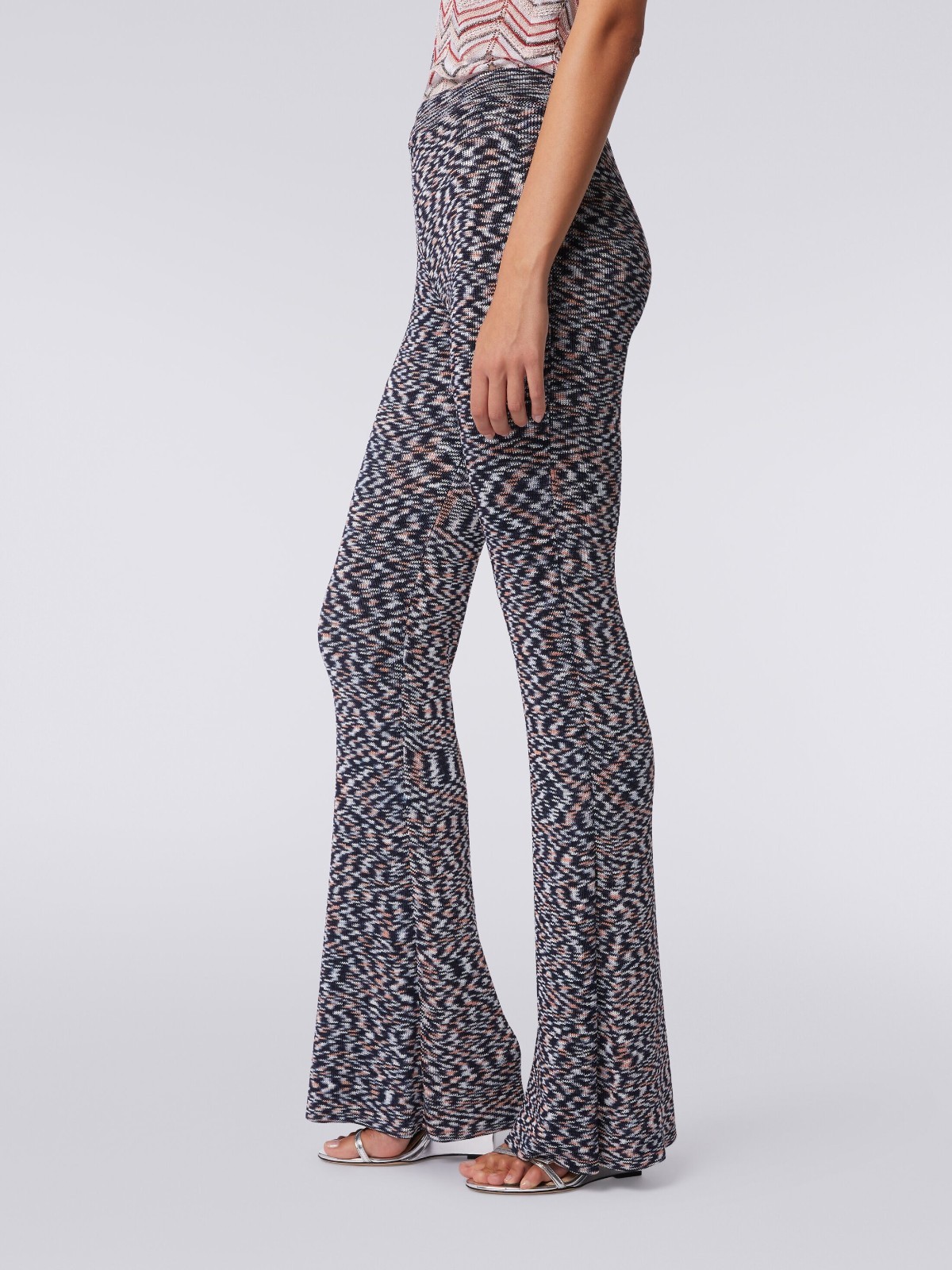 NWT Missoni Blue Slub Viscose Blend Flared Trousers IT 42 Made Italy $1460