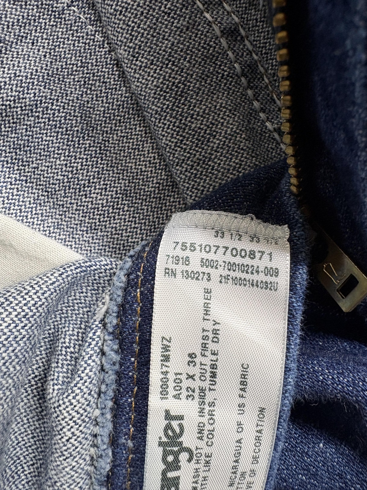 Wrangler 47MWZ Regular Fit Jeans Mens 32×36 Blue Straight Leg Cowboy Cut Denim