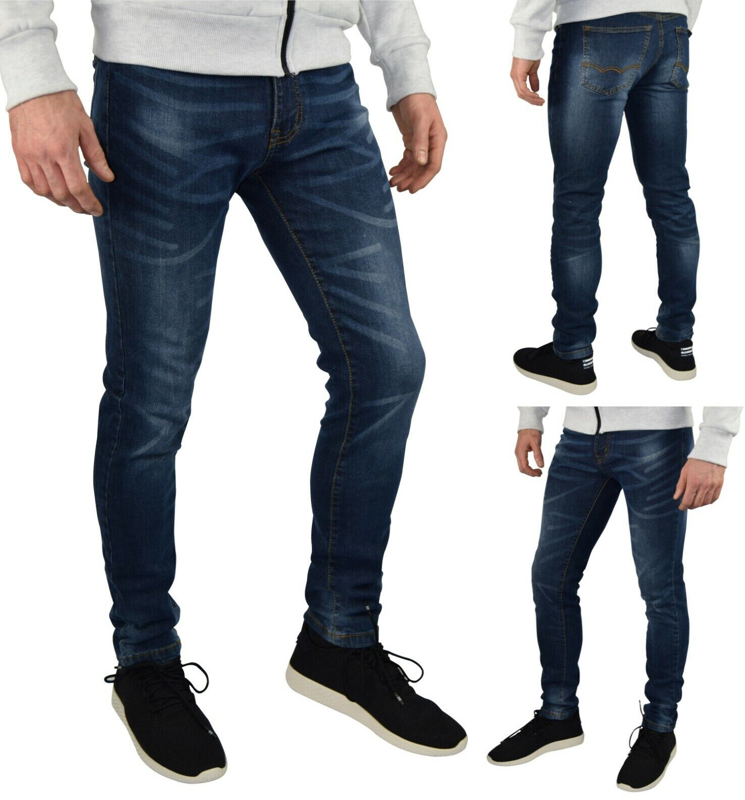 Mens Slim Fit Stretch Jeans Comfy Fashionable Super Flex Denim Pants
