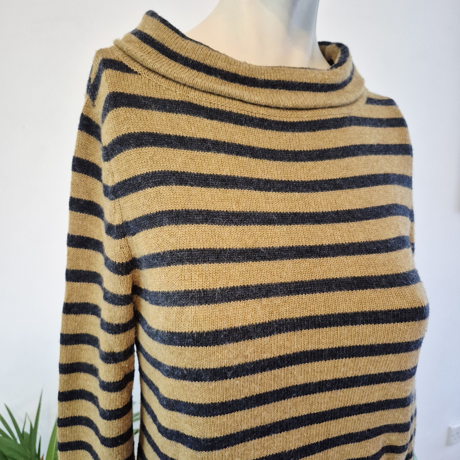 Seasalt Gulf Jumper Roll Neck Breton Stripe Size 8 Wool Alpaca Warm Cosy Winter