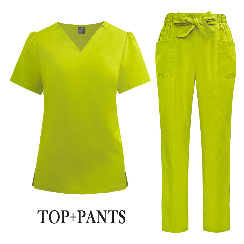 Lady Medical Scrub Set Nursing Uniform V-Neck Straight 2025 Summer Fashion Color