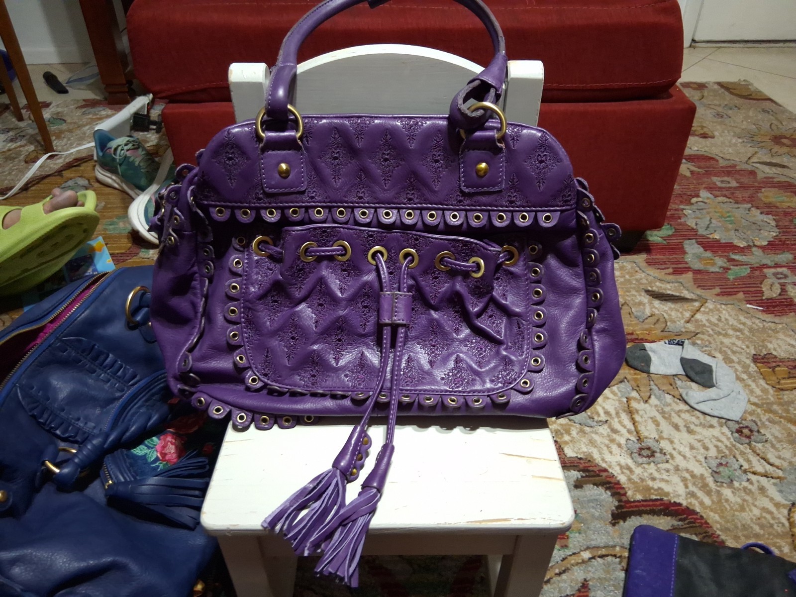 NWT Isabella Fiore Purple Leather “Taja” Satchel
