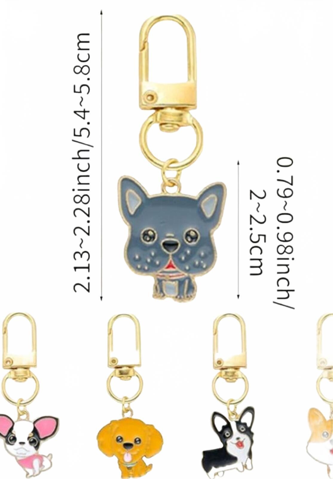 Dog Enamel Metal Keychain Charm Gold Clip Gift Animal Print Purse Accessory New