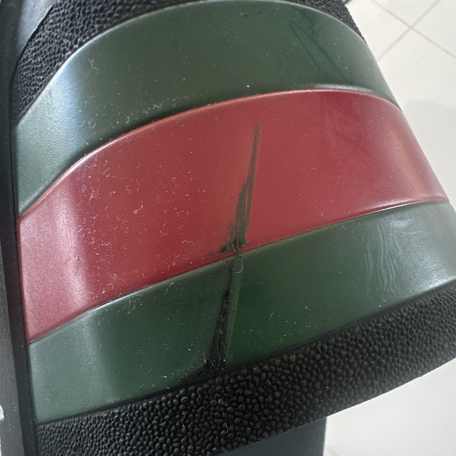 Gucci Men’s Black Slide Sandals Red & Green Web Stripe Logo Slip-On