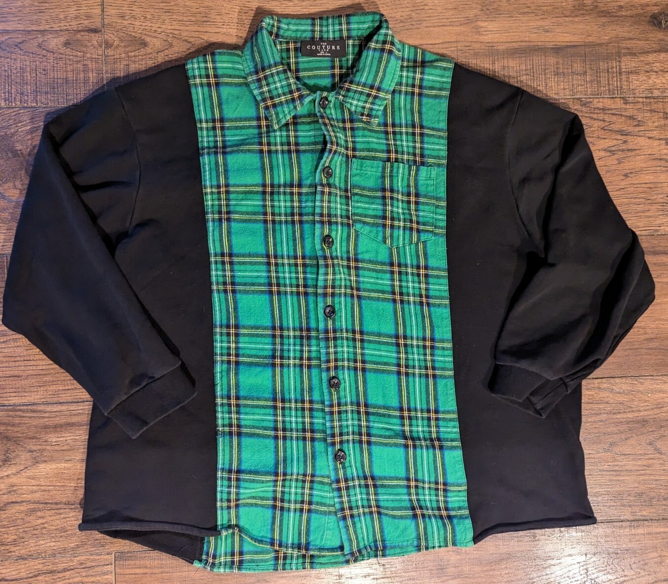 The Couture Club Mens Green Plaid Long Sleeve Button Down Size EUR Large Unique