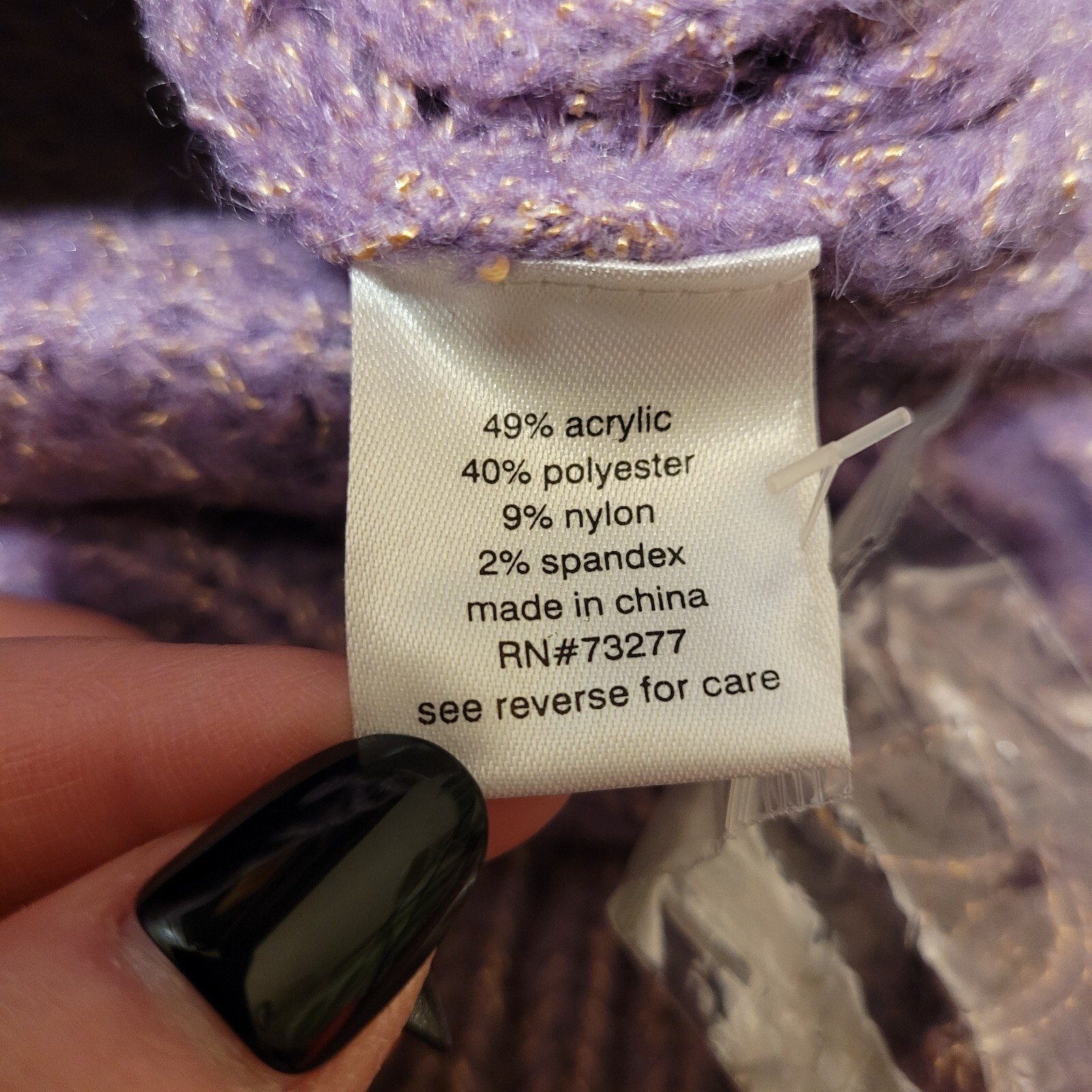 Elizabeth and James Open Stitch Crew Neck Cropped Sweater Purple Women’s Medium