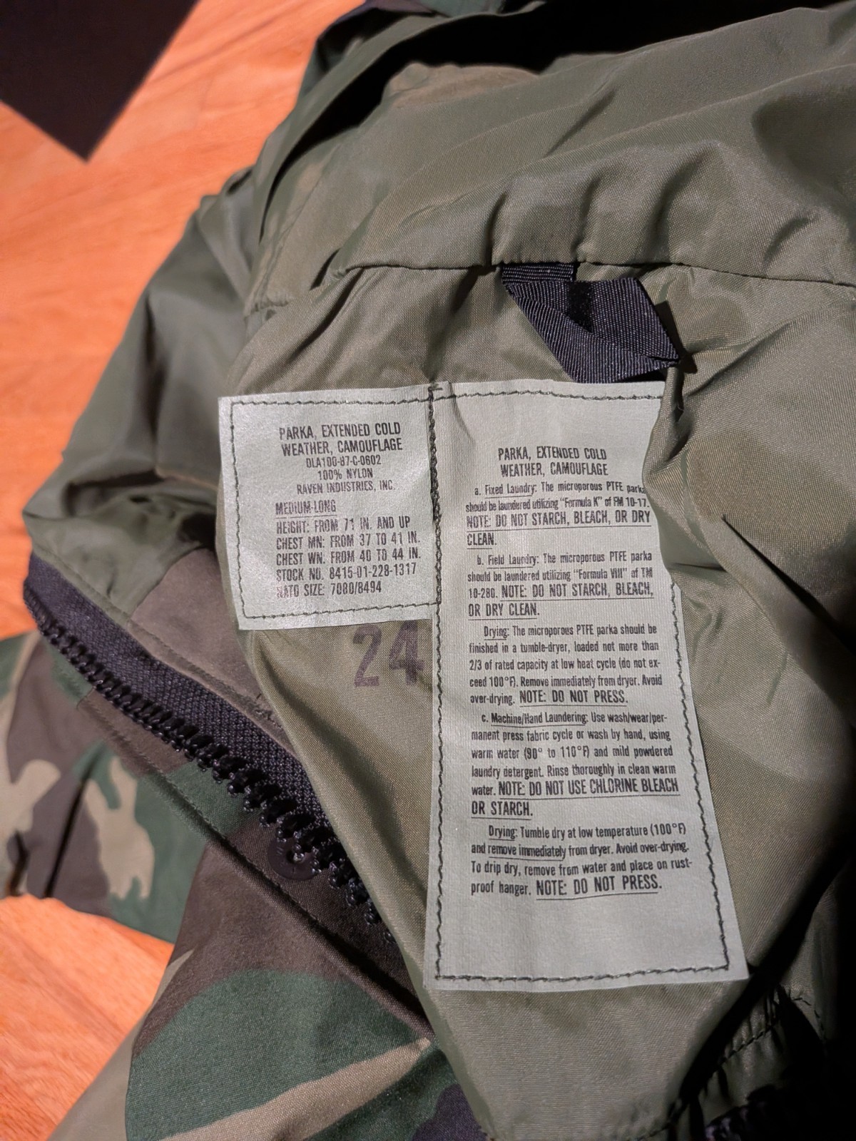 Raven Goretex ECWCS Woodland Camo Parka Cold wet Weather Jacket M-L E33