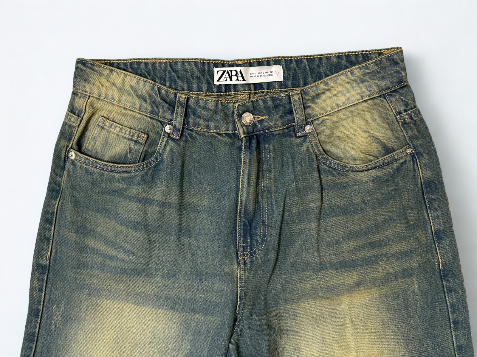 Zara Jeans Mens 32×32 Vintage Washed Cotton Loose Baggy Fit Denim