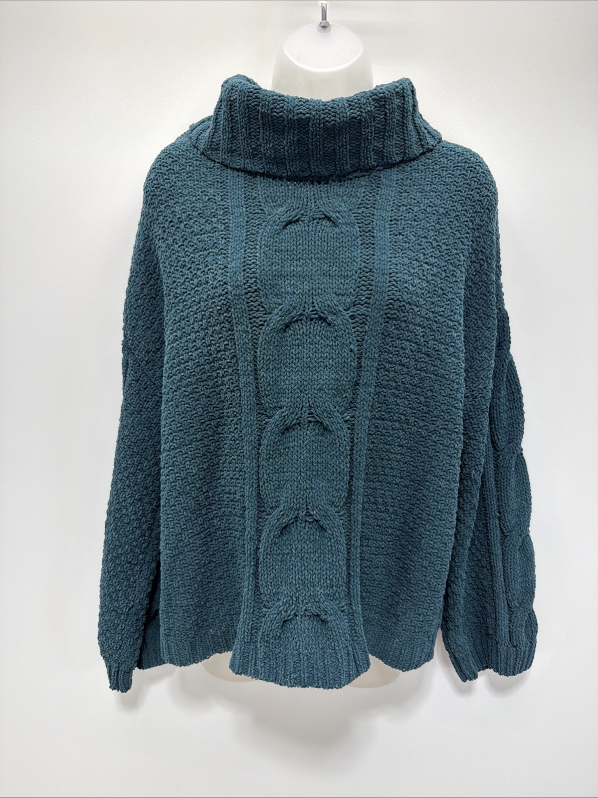 Seven7 Women’s Soft & Warm Oversized Large Cable Knit Chenille Sweater Deep Teal