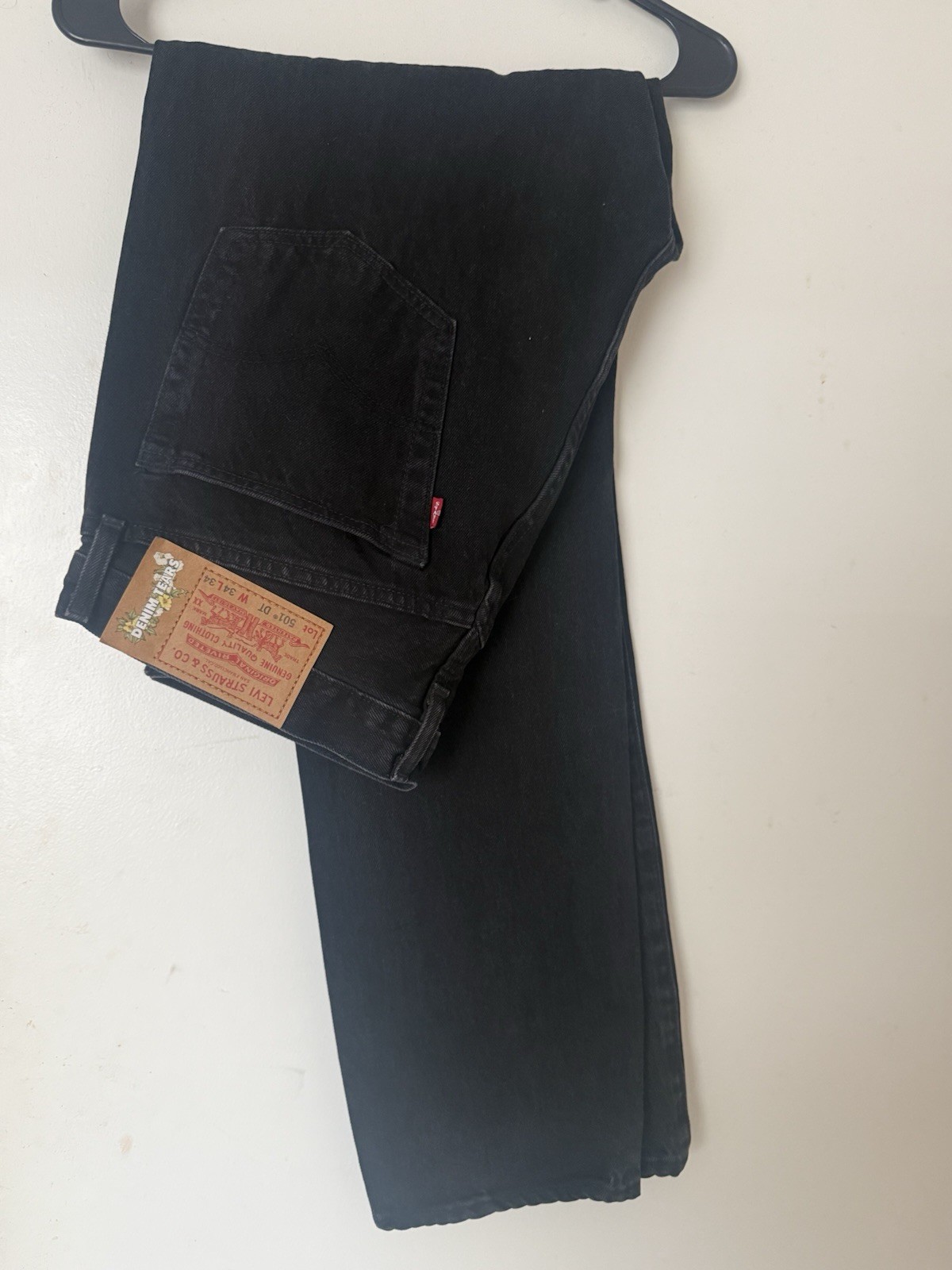 Levis 501 DT Jeans Mens 34×34 Black Big E Straight Button Fly Denim Tears