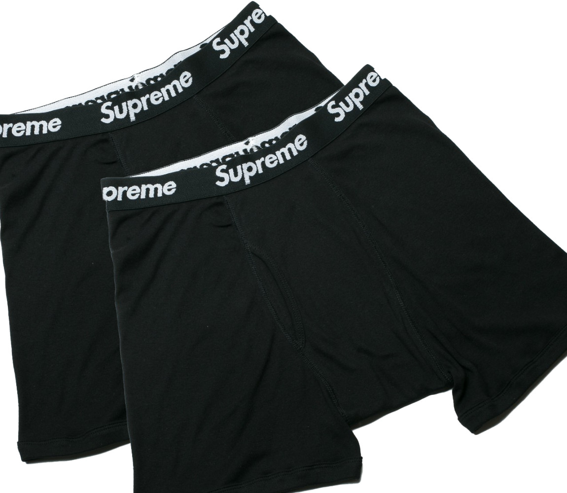 Authentic Supreme / Hanes Black Boxer Briefs Underwear (2 Pack) SMALL / S 28-30
