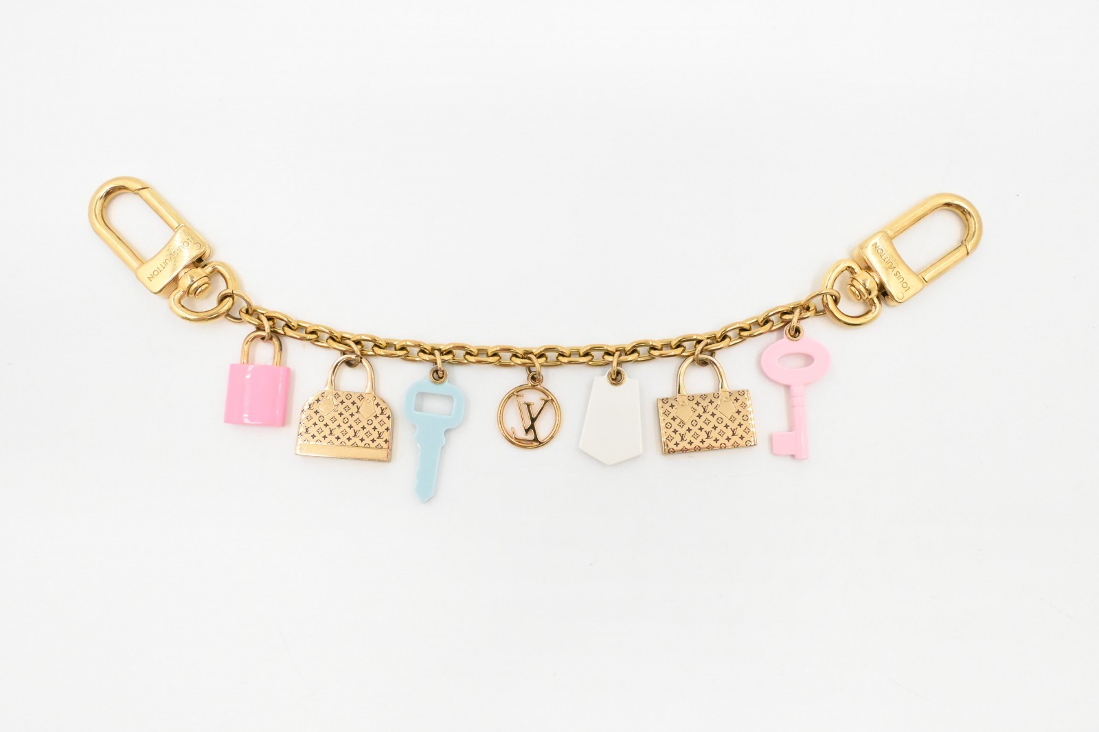 Authentic Louis Vuitton Bag Charm Chain Iconix M01372