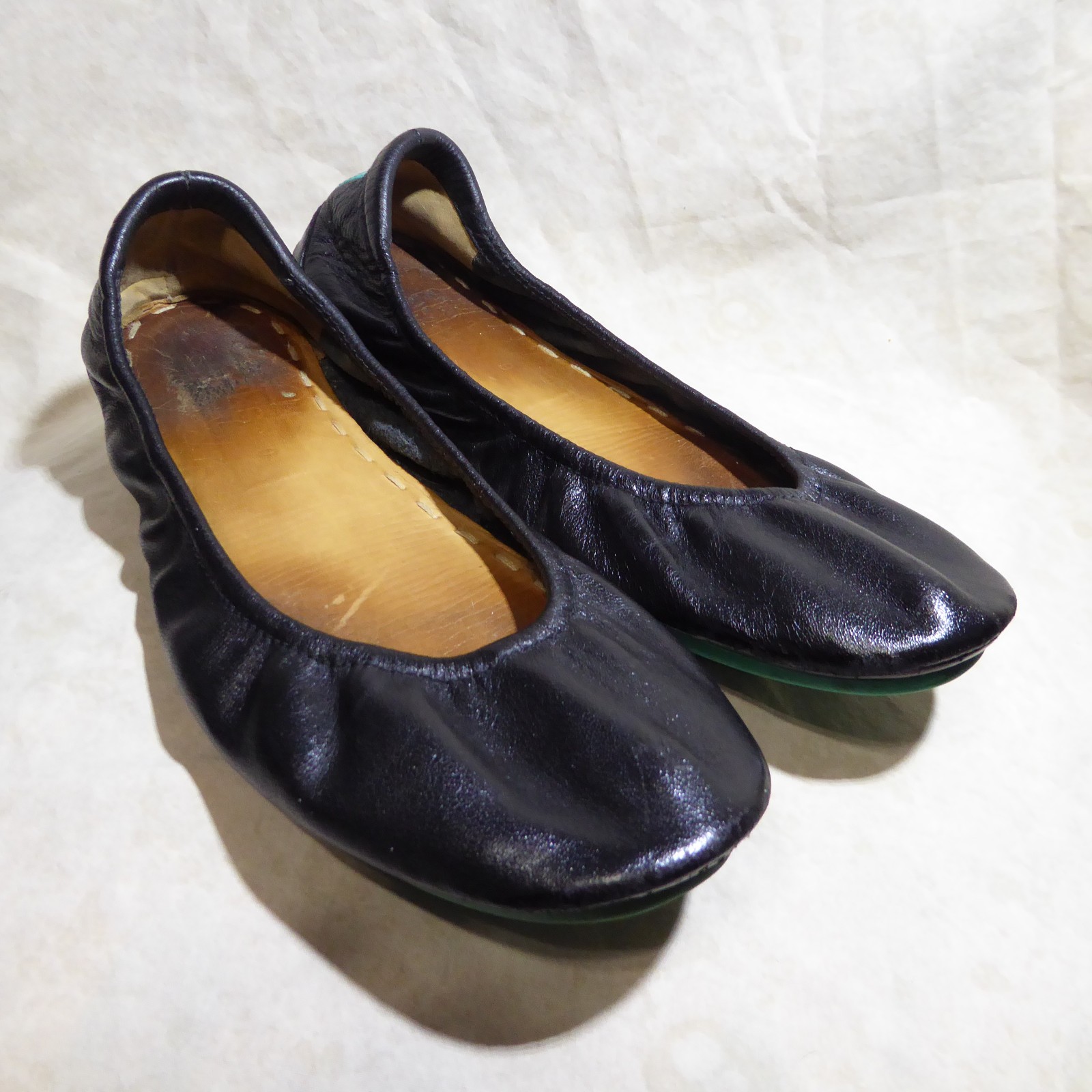 🩰 Tieks by Gavrieli Foldable Ballet Flats sz 9 Black Full-Grain Nappa Leather