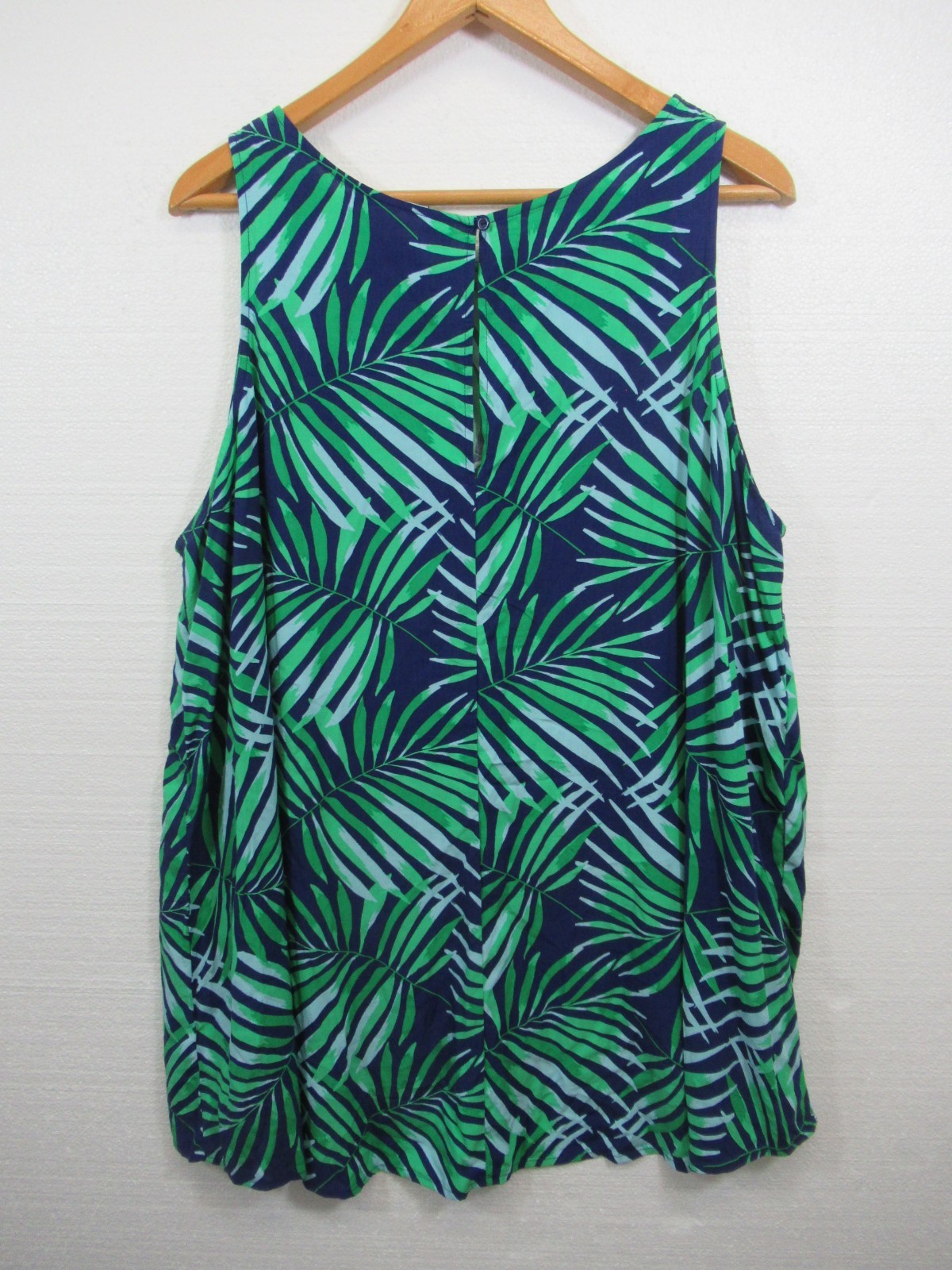 Old Navy Tropical Palm Leaves Print Tank Top Plus Size 3X Blue Relaxed