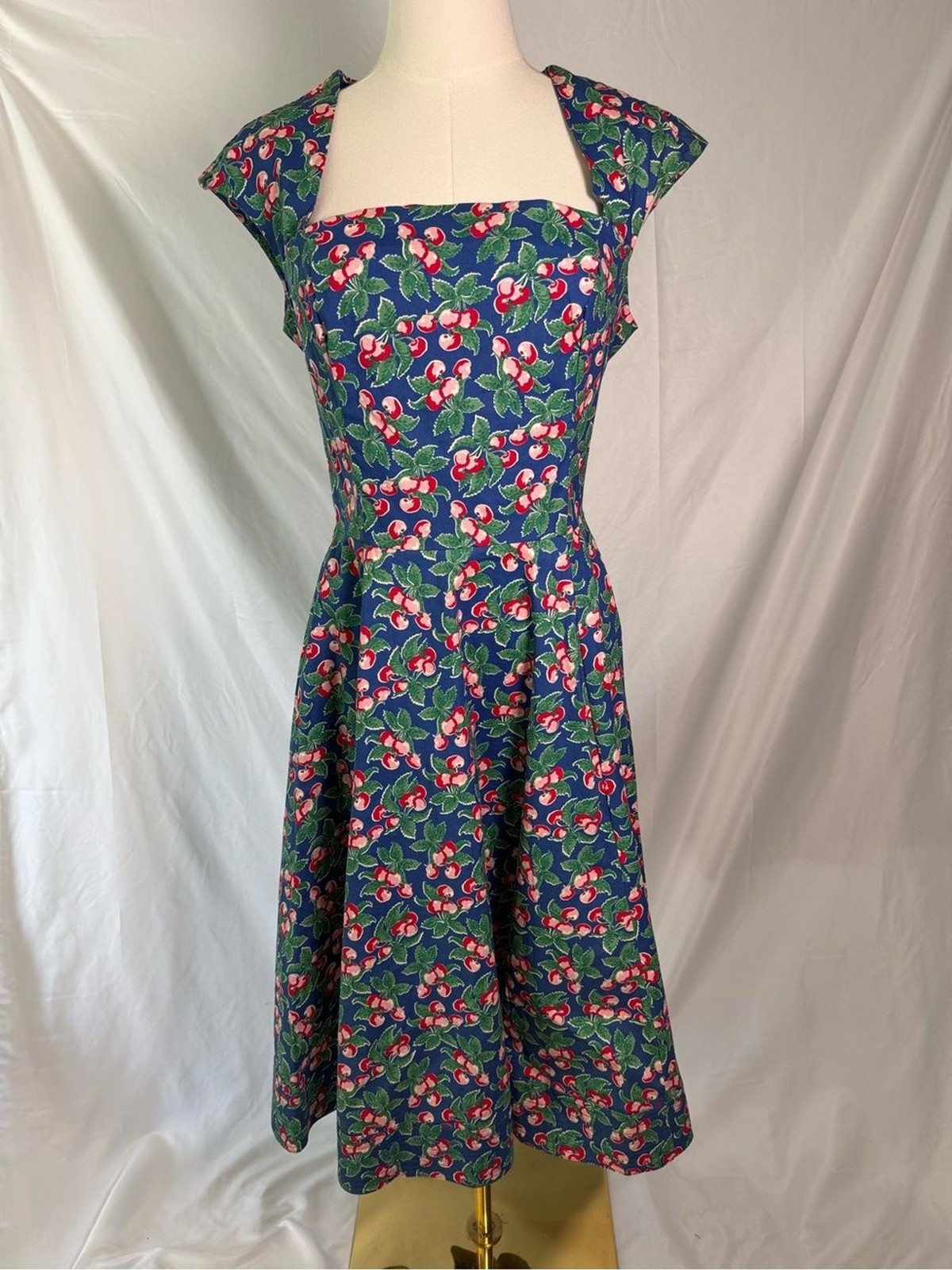 Emmy Design Sweden The Goodness Gracious Cherry Print Dress Vintage Style US 12