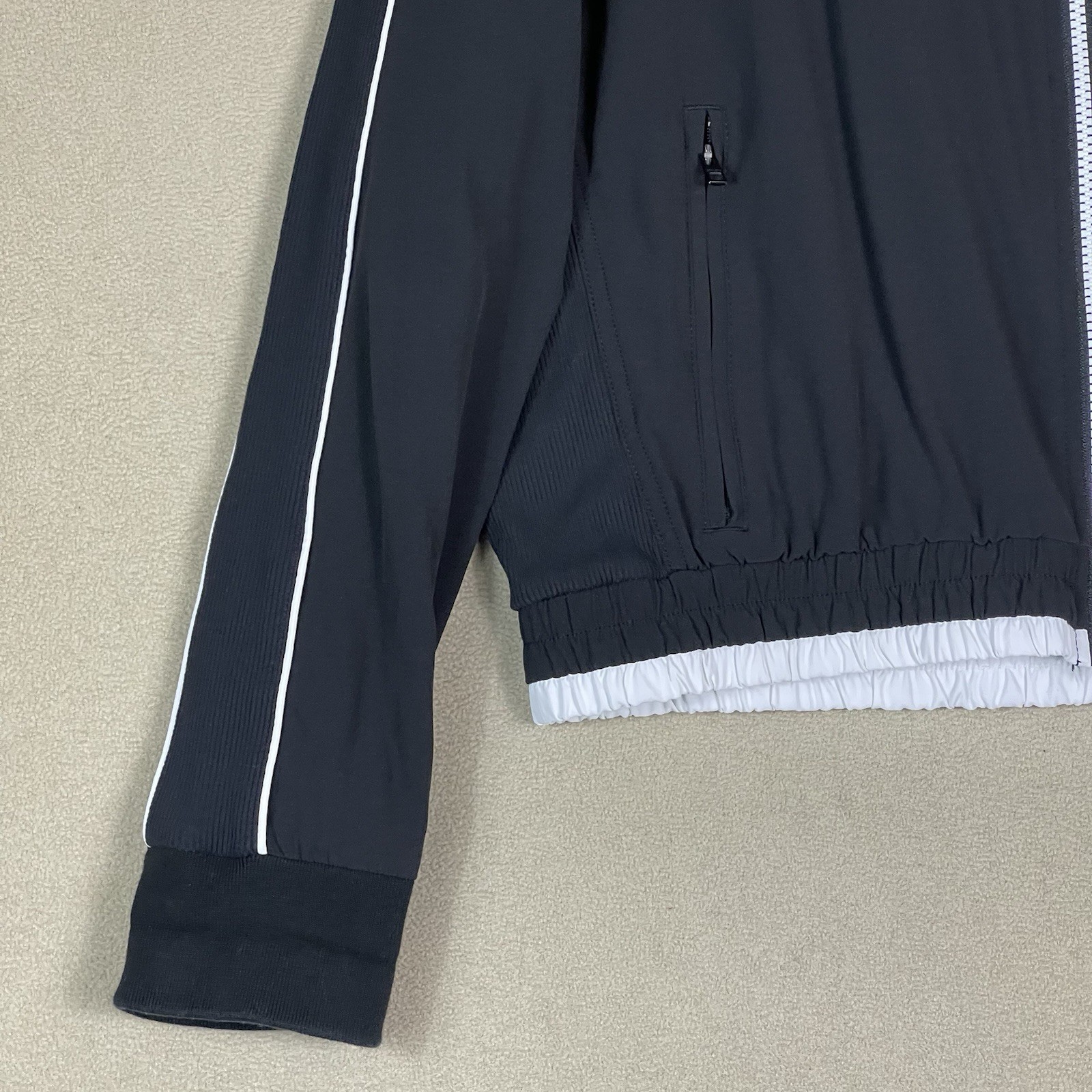 Athleta Jacket Womens M Black Brooklyn Track Full Zip Bomber Athletic High Neck
