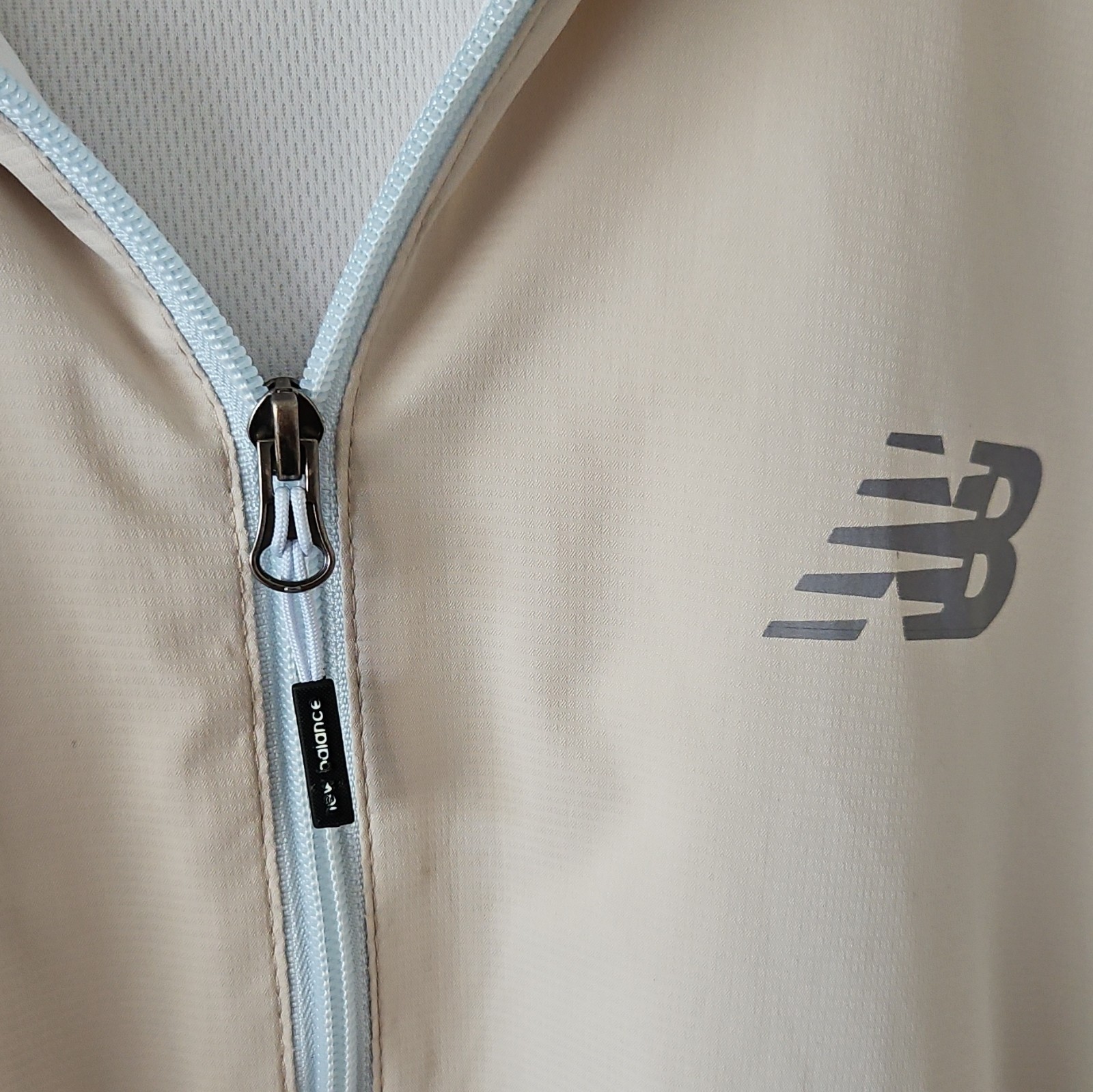 New Balance Colorblock Hooded Windbreaker Full Zip Jacket Beige/Orange Men’s S
