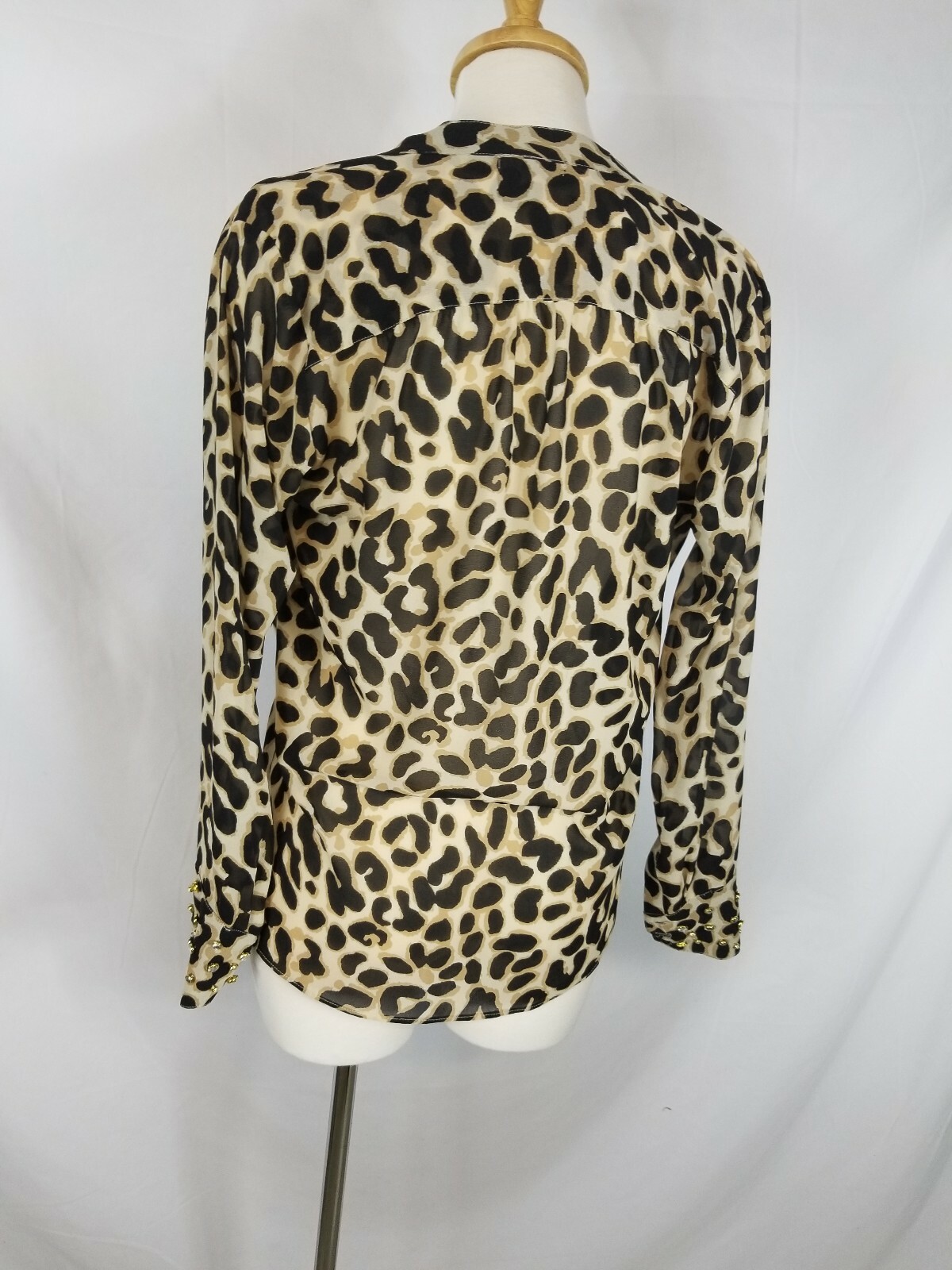 Womens XOXO Leopard Print Blouse Longsleeve Top sz Medium W/ Rhinestones