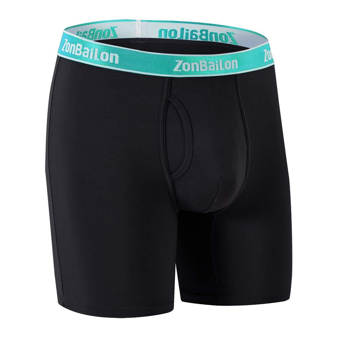 Mens Underwear Open Fly Anti-Abrasion Bamboo Long Leg Boxer Briefs