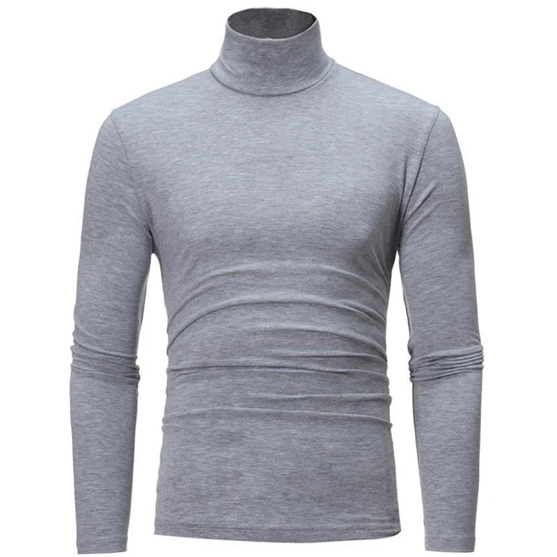 Mens Turtleneck Basic Pullover Long Sleeve Jumper Top Casual Slim Fit T-Shirt