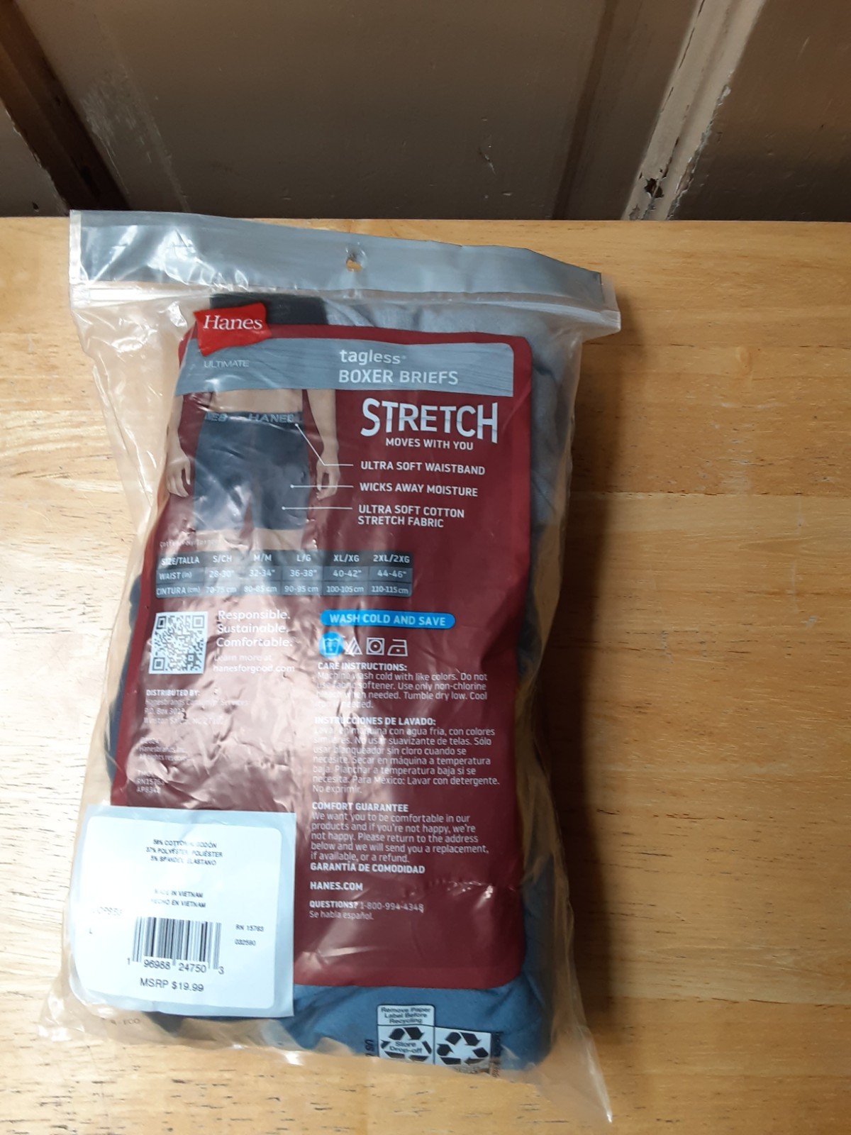 Hanes Men’s (3 Pair) Boxer Briefs Size Large (36-38)   NEW WITH TAGS