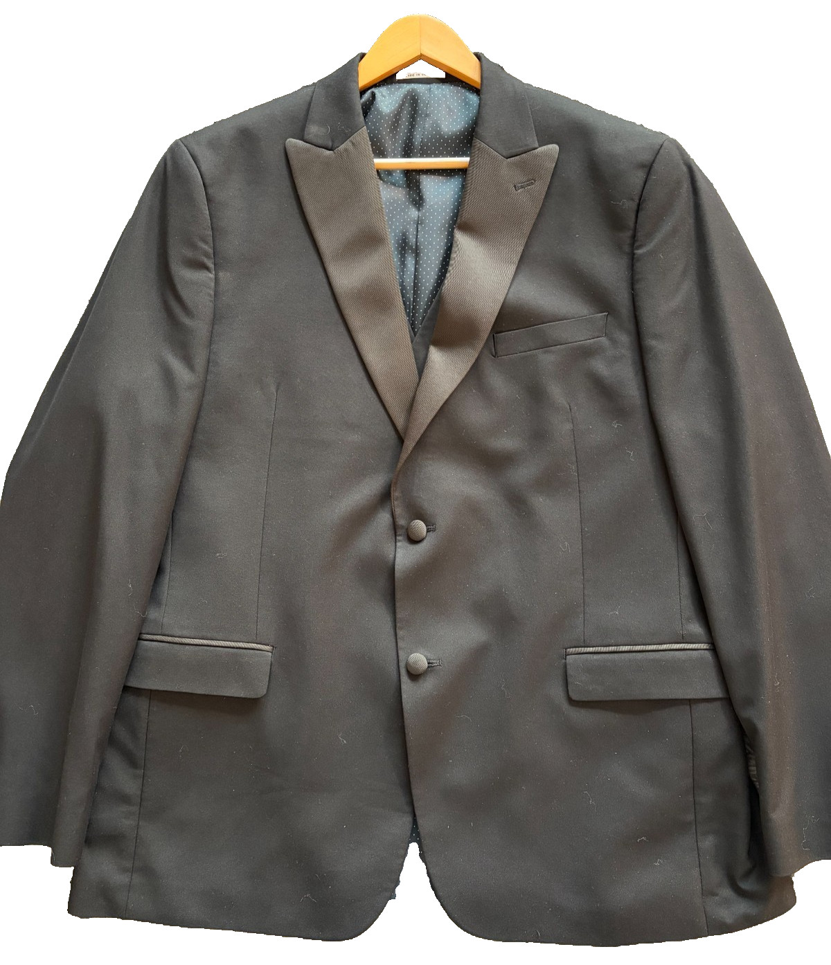 Alfani Mens Tuxedo Jacket 44R Slim Fit Black Satin Lapel Formal Evening Prom