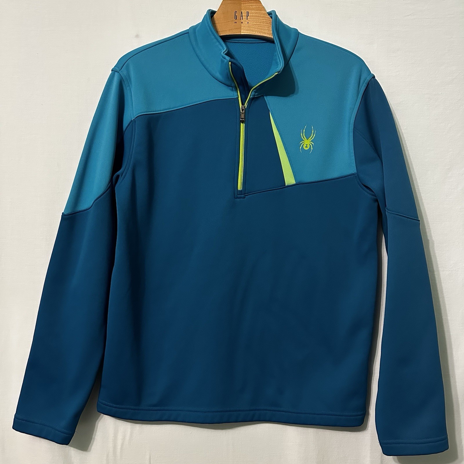 Spyder 1/4 Zip Blue Green Teal Pull Over Mens Size Medium Lined Colorblock