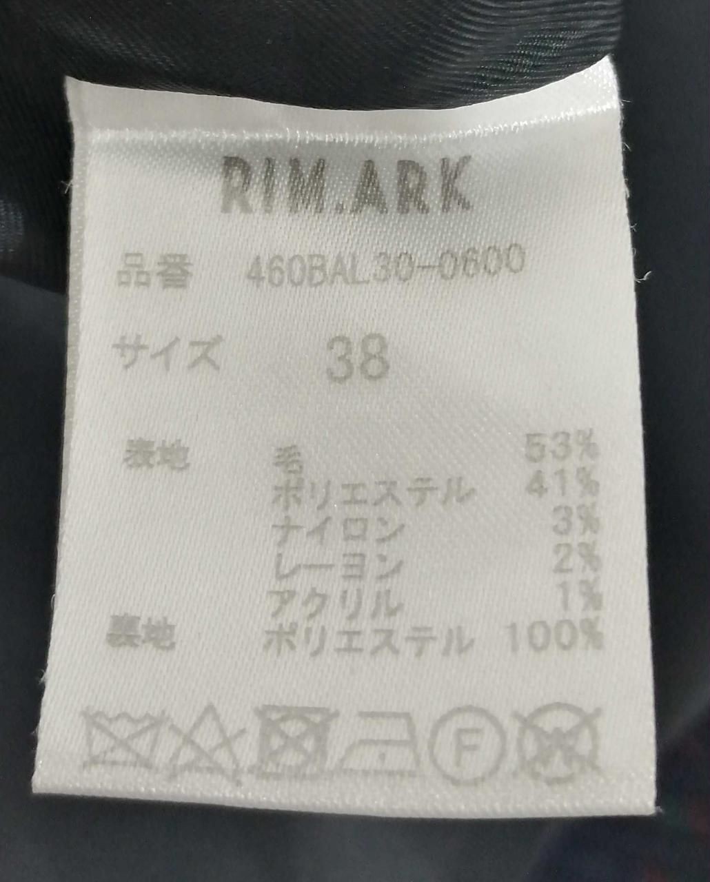 Rim.ark Collarless Check Coat 460bal30-0600 Used